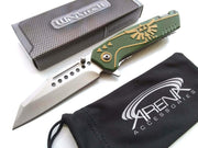 Legend of Zelda Spring Assist Pocket Knife Wharncliffe Tanto Green Blue