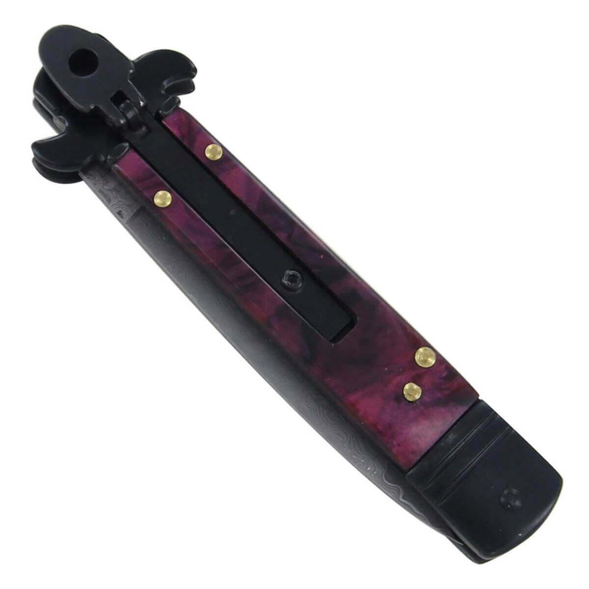 Automatic Sweet Merlot stiletto knife collectible with spring-assisted opening, sharp stainless steel blade, and stylish design, ideal for hunting, display, and props