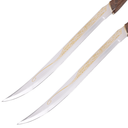 Legolas daggers collectible replica from Lord of the Rings, featuring engraved blades and detailed hilts, perfect for display, cosplay, and Middle-earth fans