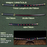 Adust Carbon Steel Roronoa Zoro Sword, Anime Sword, 41 inch Overall, Japanese Ninja Katana Samurai Sword, Carbon Steel Sword, - propswords