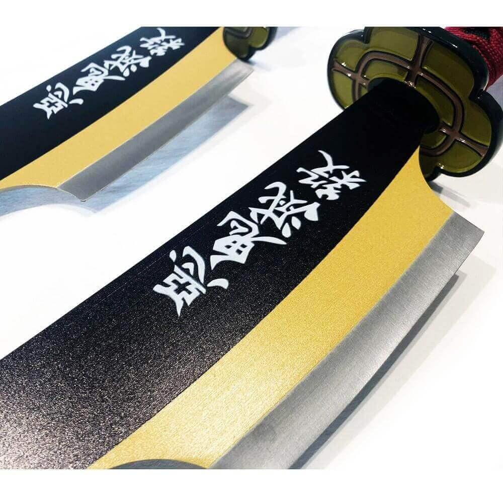 AMBER NICHIRIN BLADE TWIN BLADE SWORDS TENGEN UZUI FROM DEMON SLAYER - propswords
