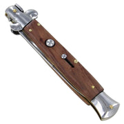 Automatic Switchblade Stiletto Knife Wood Handle - propswords