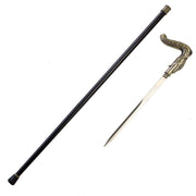 Brass Finish Burst Snake Head Cane Sword - propswords