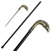 Brass Finish Eagle Head Luxury Cane Sword - propswords