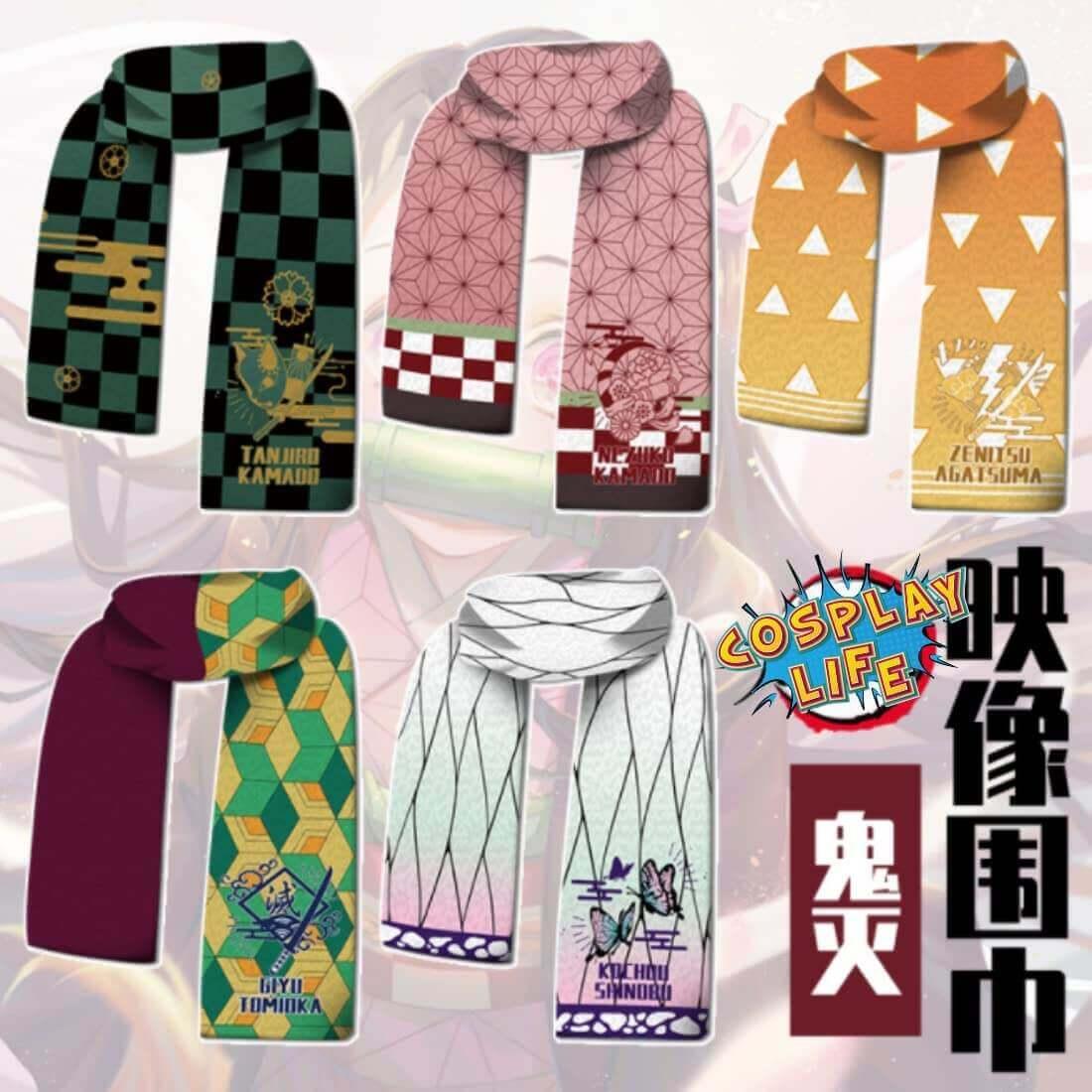 Cosplay Life Anime Demon Slayer Scarfs Rengoku Zenitsu Shinobu Giyu Tanjiro style - propswords