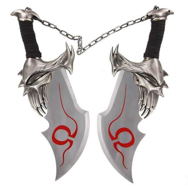 Authentic God of War Blades of Chaos Replica – Twin Kratos Swords with Gold Detailing - propswords
