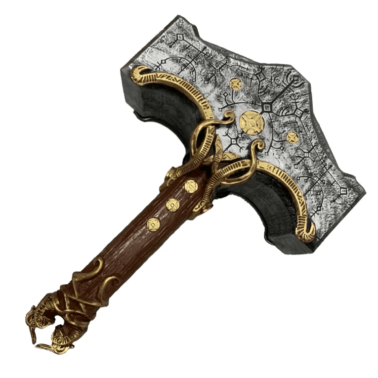 Full-Scale Mjolnir Hammer of Thor from God of War Ragnarok – Authentic Metal Thor Hammer (Forged & Realistic Design) - propswords