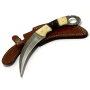 Handmade Damascus Steel Tactical Lethal Karambit With Leather Sheath - propswords