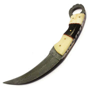 Handmade Damascus Steel Tactical Lethal Karambit With Leather Sheath - propswords