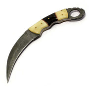 Handmade Damascus Steel Tactical Lethal Karambit With Leather Sheath - propswords
