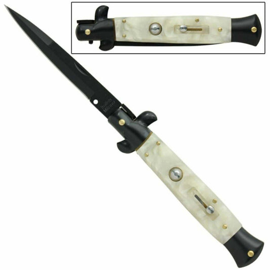 IL Grande Italian Milano Stiletto Black Pearl Automatic Knife - propswords