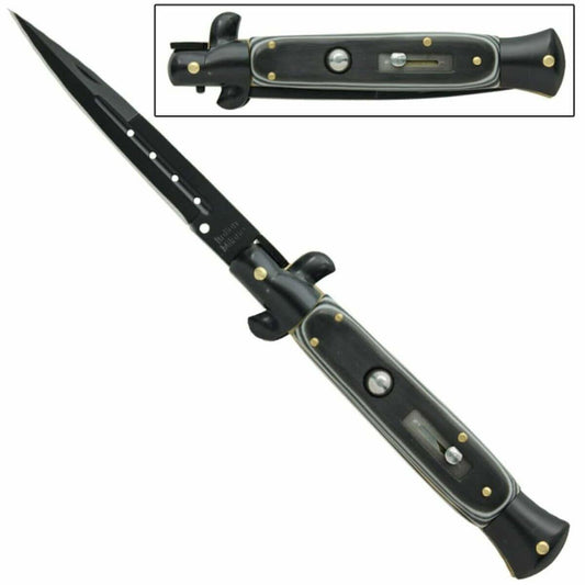 IL Grande Italian Milano Stiletto Black Whitewall Automatic Knife - propswords