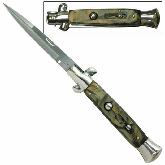 IL Grande Italian Milano Stiletto Silver Agate Automatic Knife - propswords