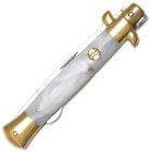 KISSING CRANE MOTHER OF PEARL STILETTO POCKET KNIFE - propswords