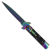 Poison Jab Damascus Steel Titanium Automatic Stiletto Lever Lock Knife - propswords