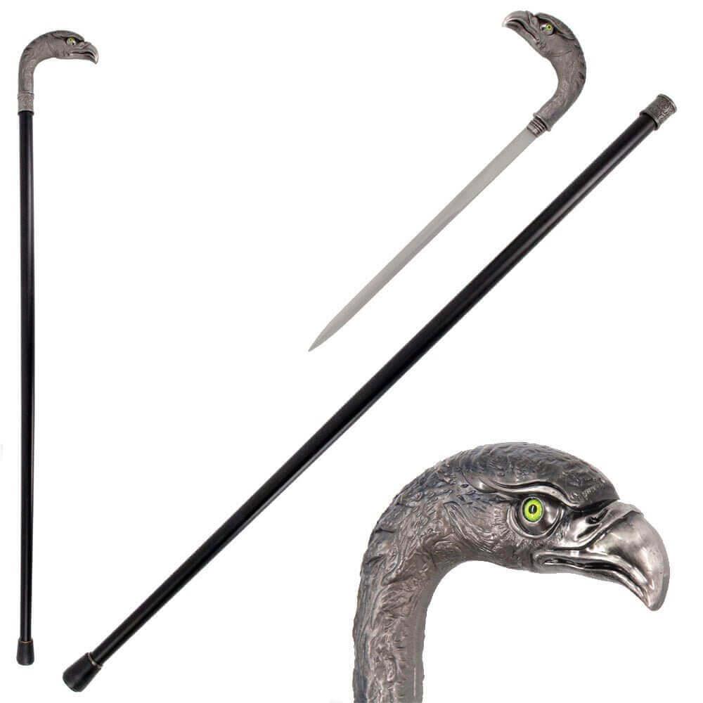 Silver Eagle Head Luxury Cane Sword - propswords
