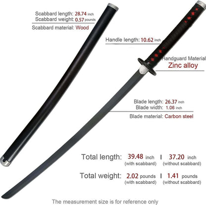 TANJIRO KAMADO SWORD BLACK NICHIRIN BLADE DEMON SLAYER SWORD - propswords