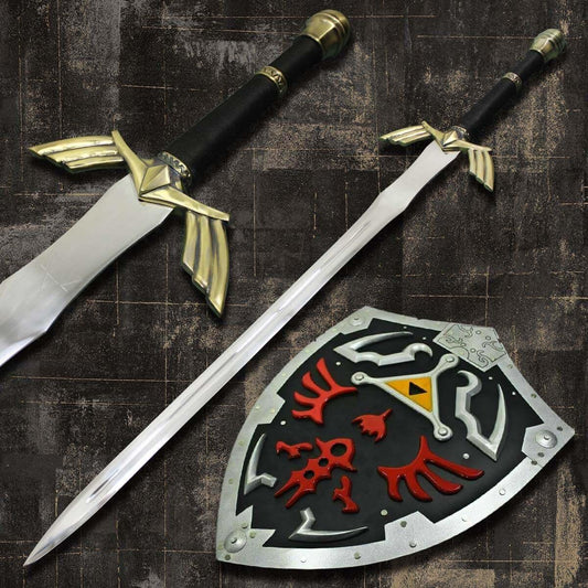 The Legend of Zelda Dark Link's Master Sword & Black Hylian Shield Set – High-End Replica - propswords